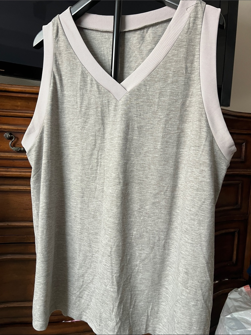 Women's V-Neck Sleeveless Tank Top - Light Gray by